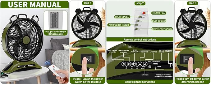 Extra Large Size Camping Fan, 45000mAh Battery Rechargeable Portable Fan,12-Inch Blade & 830CFM Super Airflow, Cordless for Outdoor Large BBQ RV Tent Garage Hurricane Emergencies & Indoor