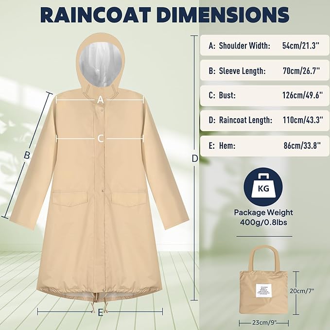 ANYOO Waterproof Rain Poncho Lightweight Reusable Hiking Hooded Coat Jacket for Outdoor Activities