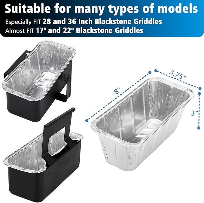 60 Pack Blackstone Grease Cup Liners, Grease Catcher Liner, Aluminum Foil Drip Pan for 28 and 36 inch Blackstone Griddle