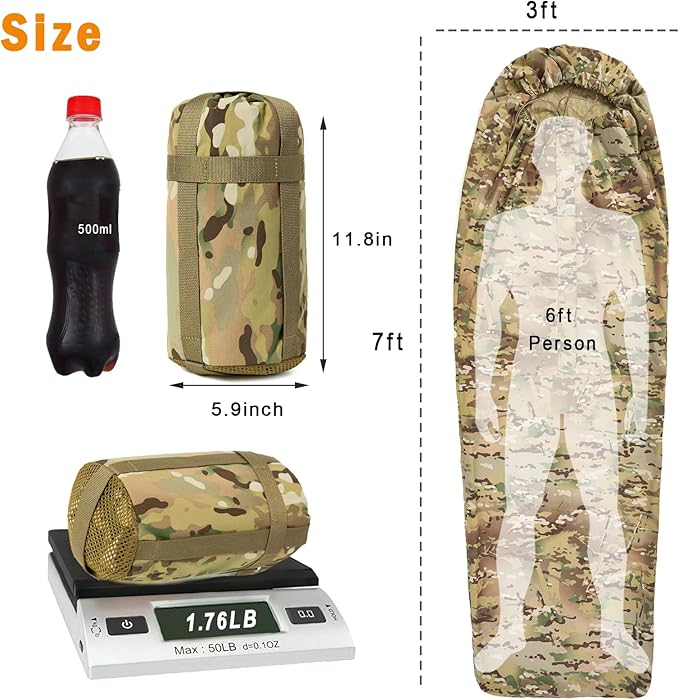 MT Military Nanovee Bivy Cover – Lightweight Army Modular Sleeping Bag System Shell, Summer Sleeping Gear or Layered Cold Weather Protection