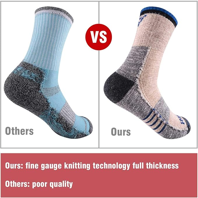 FEIDEER Men's Walking Hiking Socks, Wicking Cushion Quarter Crew Socks for Mens Outdoor Sports, 3/4/5 Pair, 6-15 Size