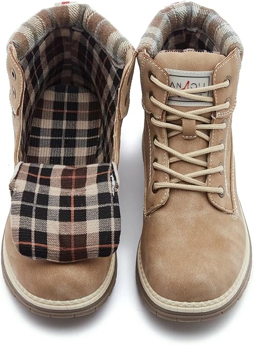 ANJOUFEMME Work Hiking Boots for Women Waterproof - Womens Outdoor Ankle Boots Lightweight Snow Winter Boots for Trekking Walking