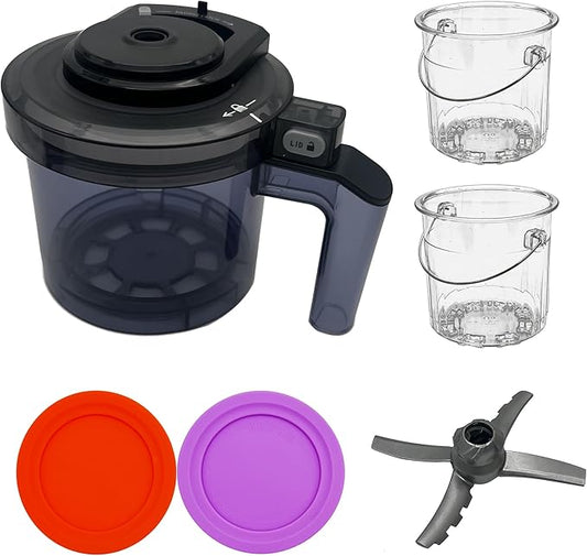 Replacement Paddle, Outer Bowl with Lid, Pint with Lid, compatible with Ninja Creami Ice Cream Maker: NC301, NC300, NC299AMZ Series (Paddle+Outer Bowl with Lid+2 Pints with Lids)