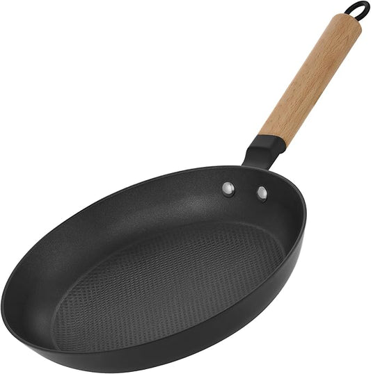 YUTANN 12 Inch Non-stick Frying Pan,Pre-seasoned Cast Iron Skillet with Detachable Wooden Handle,Lightweight,Dishwasher Oven Safe (500°F)