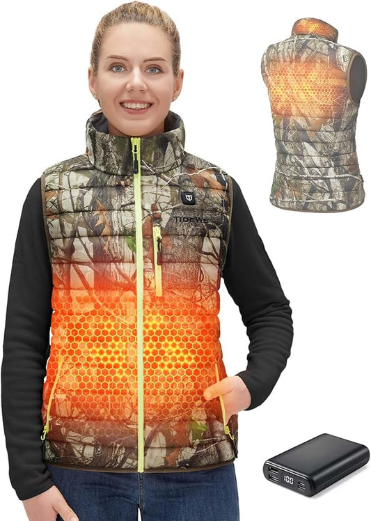 TIDEWE Women’s Lightweight Heated Vest with Battery Pack for Hunting/Hiking