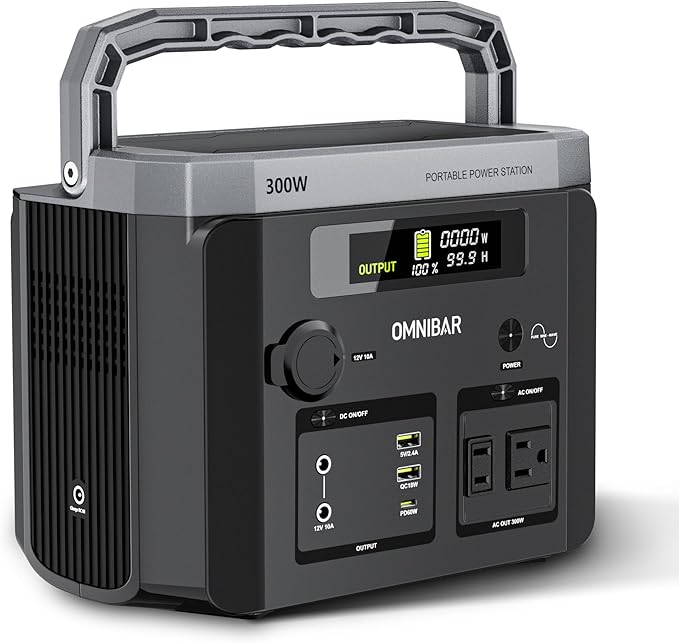 Portable Power Station 300W, 299.5Wh/83200mAh Solar Generator with 120V Pure Sine Wave AC Outlet, Backup Lithium Battery Pack for CPAP Outdoor RV Camping Emergency Home Use