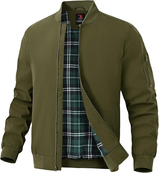 TBMPOY Men's Bomber Jackets Lightweight Light Windbreaker Casual Business Dress Stylish Fall Spring Golf Work