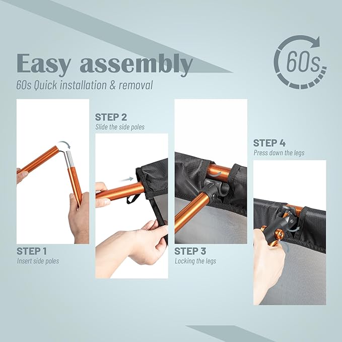 G2 Foldable Camping Cot, Durable Travel Tent Cot, Ultralight for Backpacking, Summer Hiking, Mountaineering, Max Loading Capacity 264lb, Easy to use for Woman & Man, Comes with Storage Bag