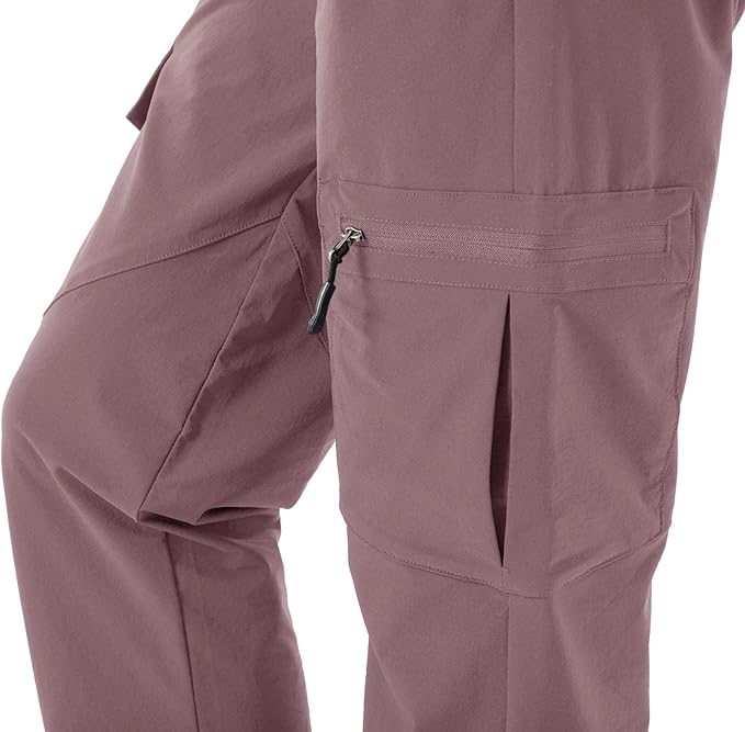 Rdruko Women's Hiking Cargo Pants Water-Resistant Quick Dry UPF 50+ Travel Camping Work Pants Zipper Pockets