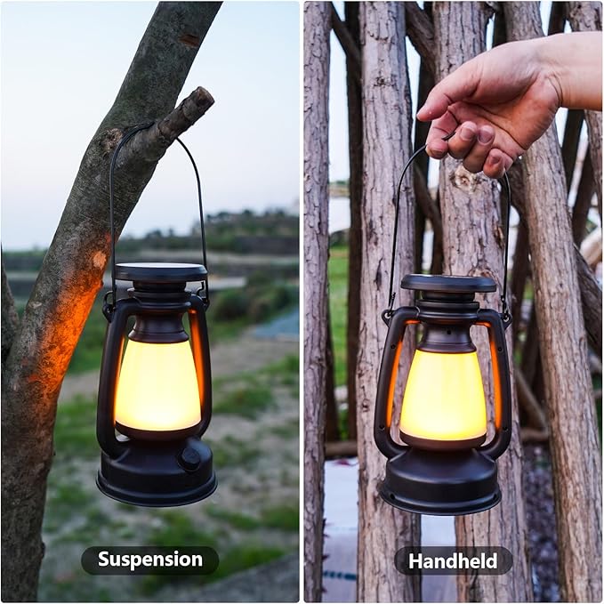 4000mAh Classic Solar-Powered Rechargeable Camping Lantern: Vintage Style for Hiking, Hunting, and Fishing. Brightness Adjustable and eco-Friendly for Outdoor Adventures. (1)