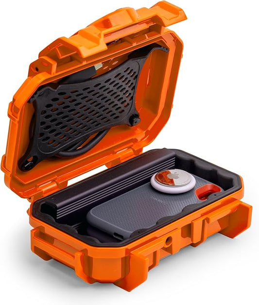 Evergreen ToughBox Tech Organizer – For Camera, Cables, Hard Drives, Compatible with GoPro etc. (Small, Rubber Boot, Orange)