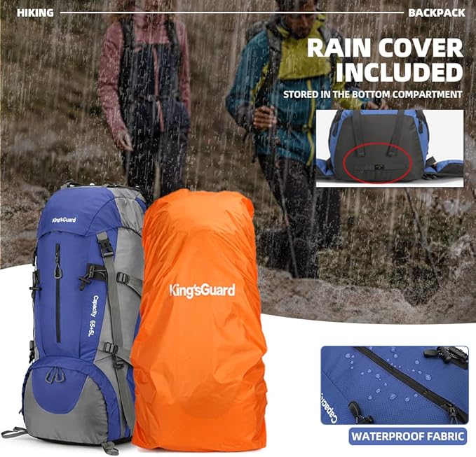 70L Hiking Backpack with Rain Cover Lightweight Travel Backpack Waterproof Camping Backpack