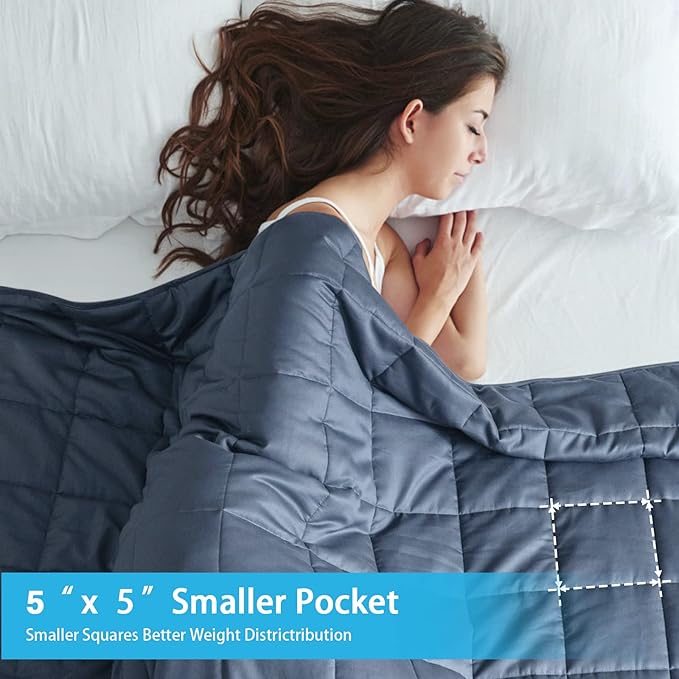 Cooling Weighted Blanket for Adults Twin Size (Dark Grey,48"x72",15lbs), Breathable Heavy Microfiber Blanket with Premium Glass Beads All-Season Soft Thick Blanket