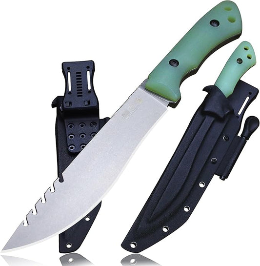 13.4-inch DC53 steel full tang hunting knife + K sheath. Suitable for camping, hiking, hunting and as daily carry equipment for handicrafts. (G10 - Minimalist Luxury Style A)