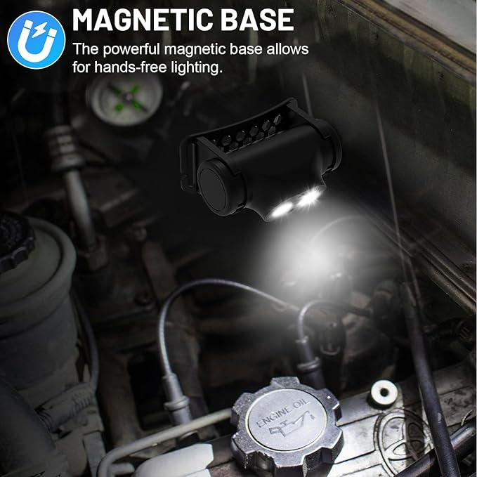 High Lumens Rechargeable Magnetic LED Headlamp for Camping, Hiking, Caving, Fishing, Waterproof Impact-Resistant Bright Head Light with 4 Light Modes, Adjustable Headstrap (4 Pack Magnetic Headlamp)