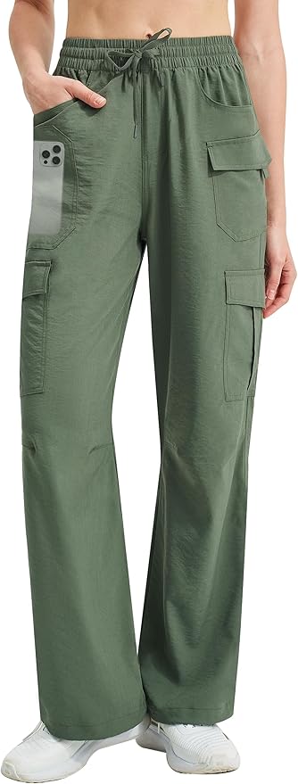 Women's Cargo Hiking Pants Lightweight Casual Quick Dry Straight Leg Camping Travel Pant for Work Golf with Multi-Pocket