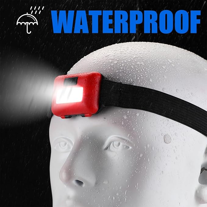 48 Pack LED Headlamp Flashlight Bright Waterproof Head Lamp Torch Cob Flood Head Light Bulk 800 lumens with 3 Modes 144 AAA Batteries for Adult Kids Running Camping Night Survival, 4 Colors