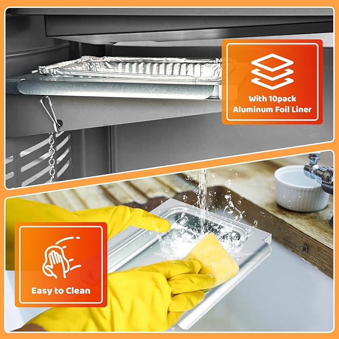 for Weber Grease Tray 69803 for Weber Spirit 2 Burner 210 and 220 Grills Made in 2013 and 2014, Grease Tray for Weber Spirit E-210 220 E-215 S-210 S-220 with 67047 Catch Pan 10PCS Aluminum Foil Liner