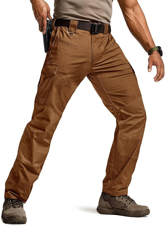 CQR Men's Flex Ripstop Tactical Pants, Water Resistant Stretch Cargo Pants, Lightweight EDC Hiking Work Pants