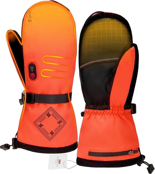 Heated Gloves for Men, 7.4V Heated Mittens for Women Rechargeable, PU Waterproof & Touchscreen Ideal for Winter, Hunting, Motorcycle, Skiing, Snowboarding, Fishing, Camping, Work