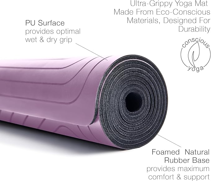 agoy Pro+ Warrior - Premium Non-Slip Yoga Mat – Eco-Conscious Design - PU Mat With Wet/Dry Grip+ - Focus Alignment - Lazer-Etched Technology - A Portable Standard Size Mat for All Styles of Yoga