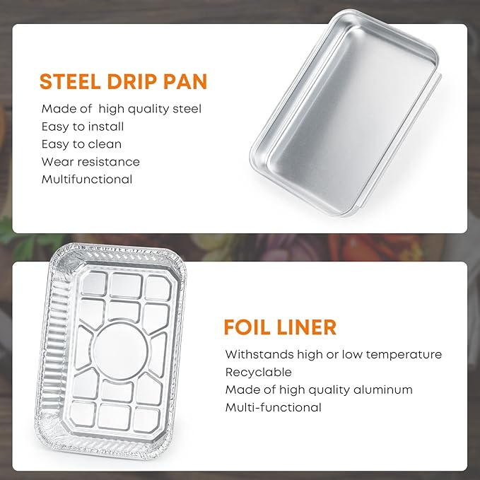 Stanbroil 93305 Catch Pan for Weber Genesis II 3 Burners & Spirit 2/3 Burners, Grease Tray with 15-Pack Foil Liners for Genesis II e-310 e-315 e-325 e-330 e-335 & Spirit e-220 e-320 e-330