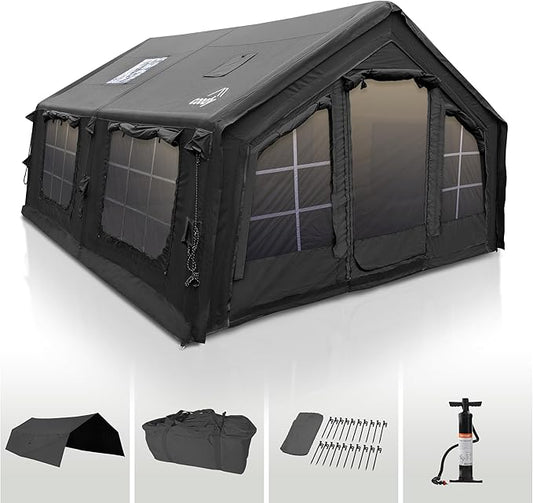 Coody | Rbm Outdoors Koala/Hub/Octopus Inflatable Tents for Camping with Stove Jack, 2/8/10 Person Luxury Canvas Blow Up Tent, 2 Room, Easy Setup Casa de Campaña, Large Inflatable House with Pump