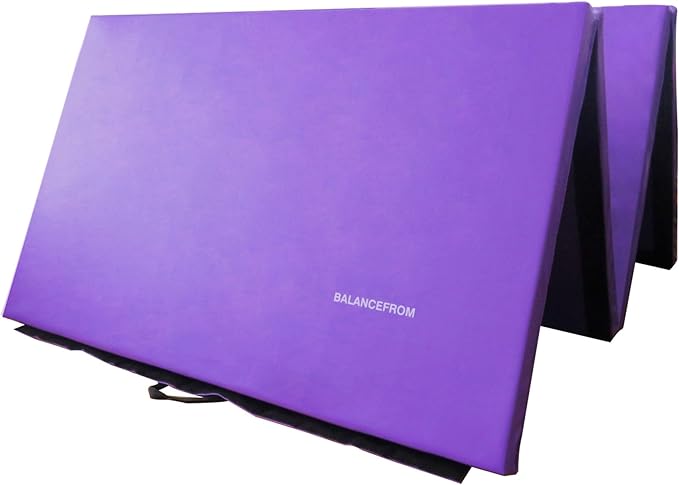 Folding Exercise Gymnastics Mat 10'x4'x2" Gym Workout Mat with Carrying Handles High-Density Anti-Tear Portable Fitness Aerobics Mats for Home Gym Yoga Pilates Tumbling MMA Core Training, Multiple Colors