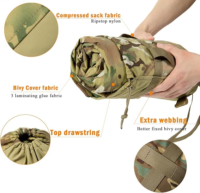 MT Military Nanovee Bivy Cover – Lightweight Army Modular Sleeping Bag System Shell, Summer Sleeping Gear or Layered Cold Weather Protection