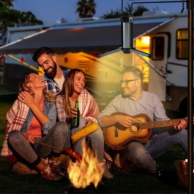 Rechargeable Work Light: Dimmable 6ah Camping Light - Cordless Work Lights 3 Page Head 500/1000/2000 Lumen for Outdoor Use Includes Magnet & Hook(No Stand)