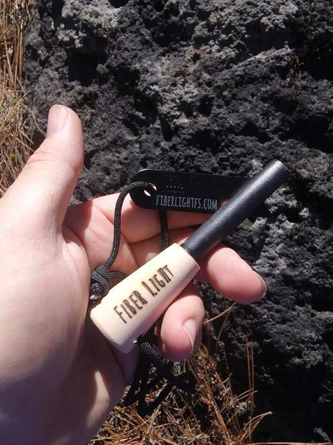 Ferro Rod Fire Starter, Fire Steel Striker with Wood Handle and Lanyard, for Camping, Backpacking, Outdoor Survival, and Emergency Situations