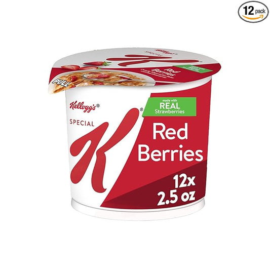 Kellogg’s Special K Breakfast Cereal Cups, 11 Vitamins and Minerals, Made with Real Strawberries, Red Berries, 30oz Case (12 Cups)