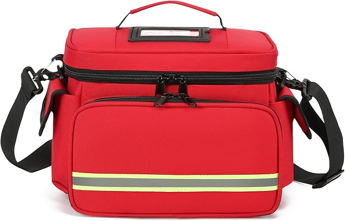 Red Medical Bag Empty First Aid Bag Home Health Nurse Bag, First Aid Storage, Medical Supplies Responder for Nursing Student,Therapist,Doctors