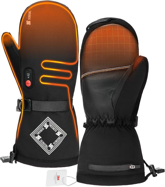 Heated Gloves for Men, 7.4V Heated Mittens for Women Rechargeable, PU Waterproof & Touchscreen Ideal for Winter, Hunting, Motorcycle, Skiing, Snowboarding, Fishing, Camping, Work