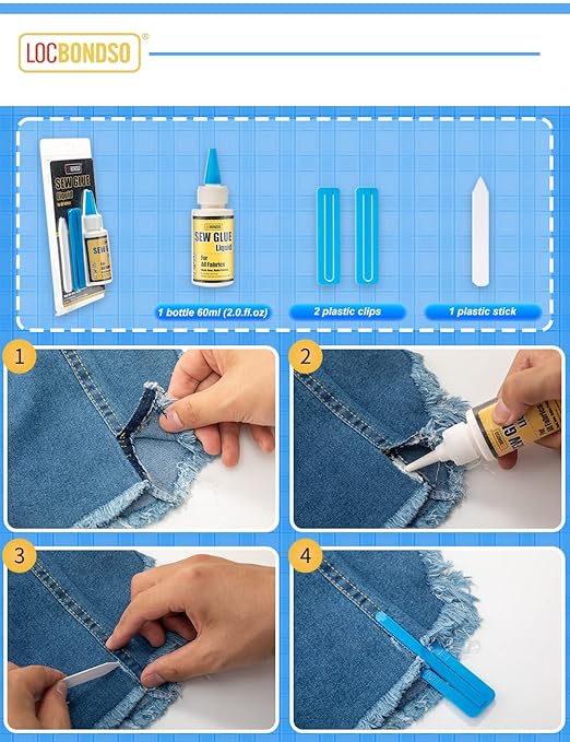 1 Min Fast Dry Sew Glue Liquid Quick Bonding Reinforcing Fabric Adhesives DIY Speedy Fix for Denim Cotton Flannel Clothes Tent Curtain Leather Sofa Cover Polyester Gloves Doll Repair