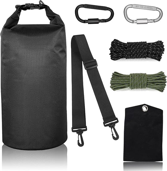 Bear Food Bag Hanging System, Ultralight Camping Bear Bag Kit Include 10L Waterproof Bear Bag, Pulley System with Survival Utility Ropes, Clips, Rock Pouch and Instructions
