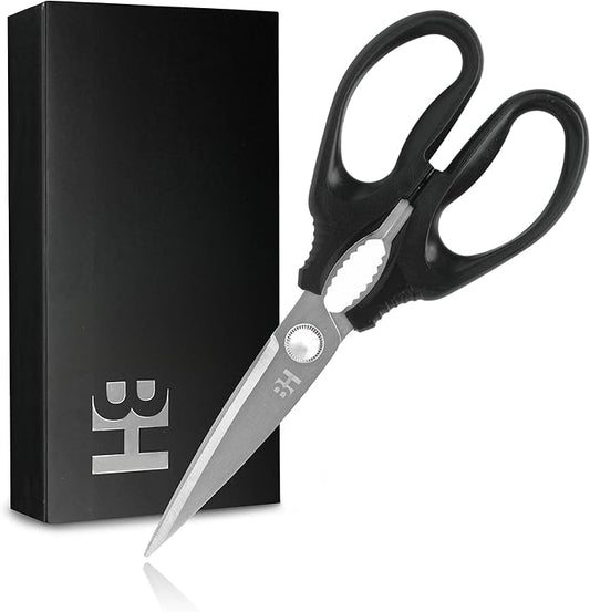 BOWERY HOME Kitchen Scissors - Heavy Duty Kitchen Shears - Lightweight Scissors - For Cutting Food, Meat, Fish, Vegetable - NOT MADE IN CHINA - Multi-purpose Kitchen Shears (8 inches)