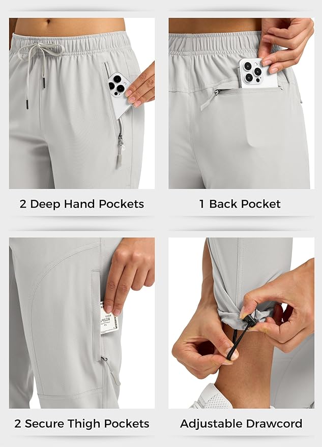 Willit Women's Hiking Pants Quick Dry Cargo Pants Lightweight Water Resistant Travel Golf Pockets Petite/Regular/Tall