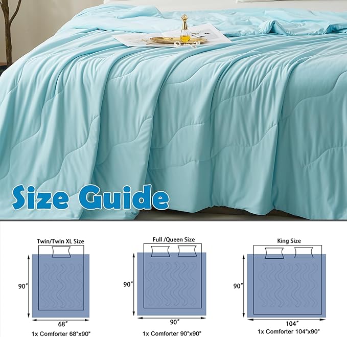 MorroMorn Cooling Comforter for Hot Sleepers & Night Sweats - IceyRest Cold Touch Technology, Lightweight Summer Blanket All-Season Breathable Silk Smooth (Ice Blue, King Size 104"x90")