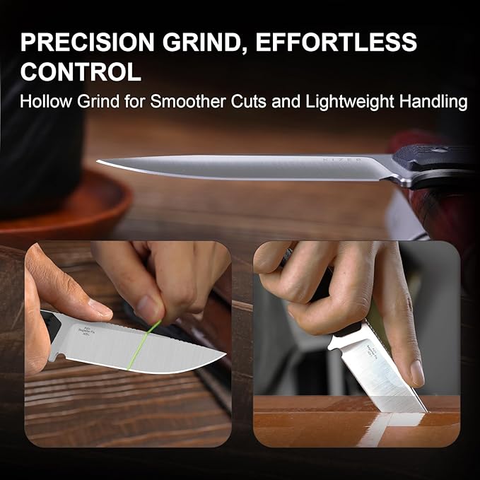 Kizer Begleiter Fix Fixed Blade Knife, 3.78" Drop Point AEB-L Blade Hunting Knives with Kydex Sheath, Black G10 Handle EDC Knife for Camping Hunting Survival 1045MD2
