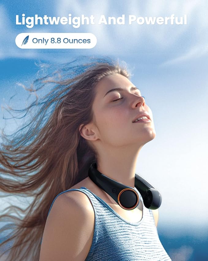 Gaiatop Portable Neck Fan Rechargeable, Hands-Free Cooling, 23.5hrs Runtime, Battery Powered Personal Wearable Fan, Summer Outdoor Travel Essentials, Birthday Gifts for Men Women Teens, Navy Blue