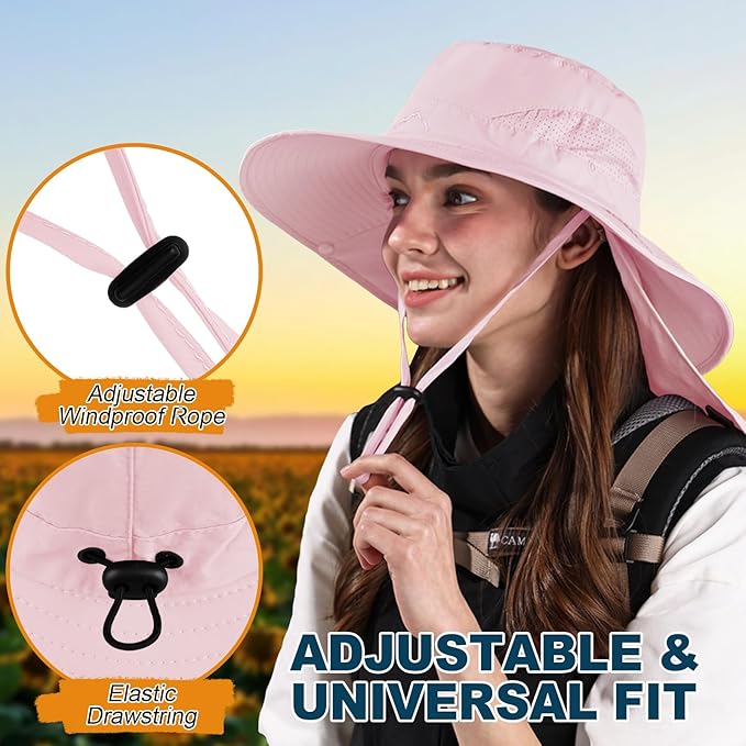 ZOORON Sun Hat for Men Women Fishing Hat with Neck Flap Wide Brim Bucket Hat UV Protection for Beach Camping Hiking