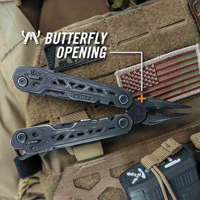 Gerber Gear Truss 17-in-1 EDC Needle Nose Pliers Multi tool - includes Pocket Knife, Screwdriver, and Bottle Opener Accessories - Gifts for Men, Fishing and Camping Gear - Black with Molle Sheath