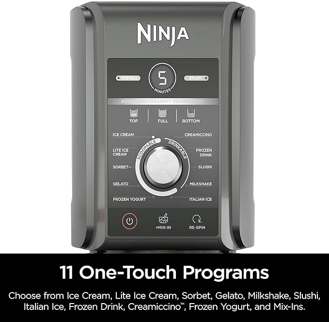 (Refurbished) Ninja NC501 CREAMi Deluxe 11-in-1 Ice Cream & Frozen Treat Maker with 2 XL Family Size Pint Containers, Dark Silver