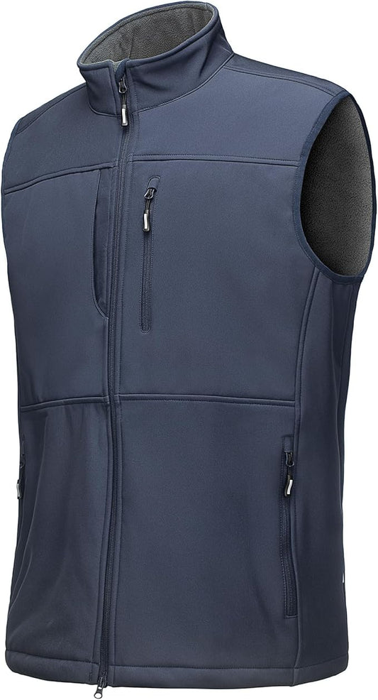 Outdoor Ventures Men's Running Vest Outerwear, Lightweight Windproof Fleece-Lined Softshell Sleeveless Jacket for Golf