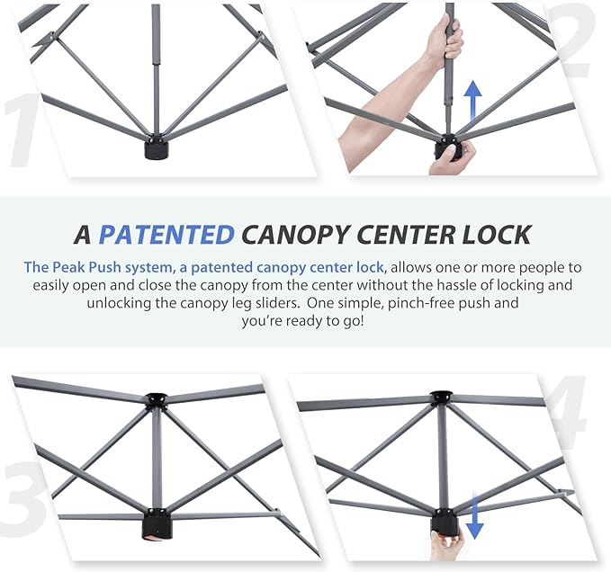 EAGLE PEAK 13x13 Straight Leg Pop Up Canopy Tent Instant Outdoor Canopy Easy Single Person Set up Folding Shelter w/Auto Extending Eaves 169 Square Feet of Shade (Black/Blue)