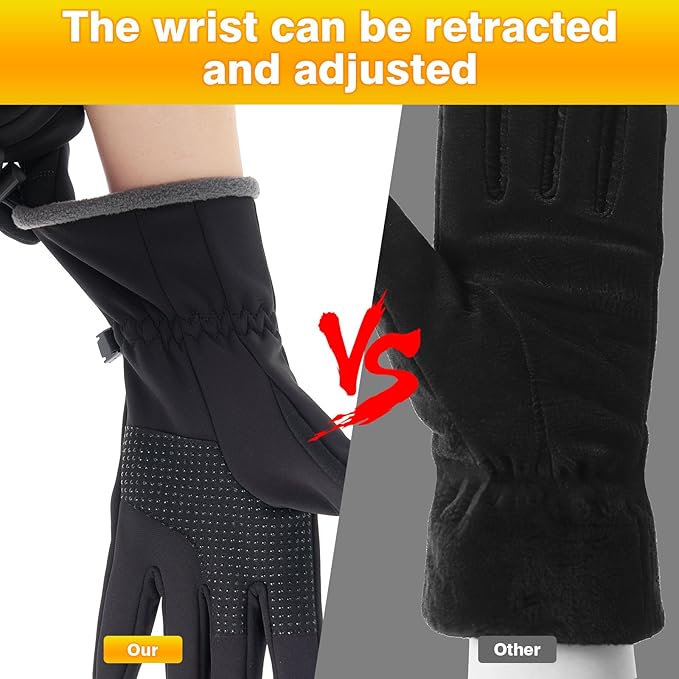 Moon Kitty Women’s Winter Waterproof Running Gloves Windproof Thermal with Touchscreen Fingers Cold Weather Gloves for Women