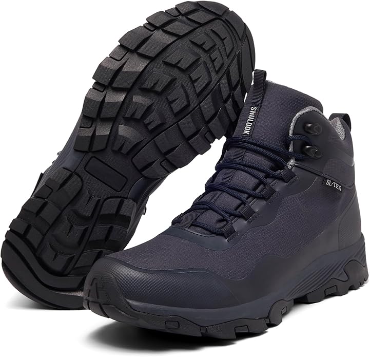 SHULOOK Men's Waterproof Hiking Boots Outdoor Lightweight Breathable Trekking Camping Mountaineering Shoes