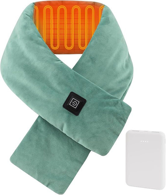 Heated Neck Wrap with 5000 mAh Power Bank, Cordless Heating Pad with Adjustable 3 Heat Settings, Soft Neck Warmer for Pain Relief, Muscle Relaxation, Portable Heated Neck Scarf