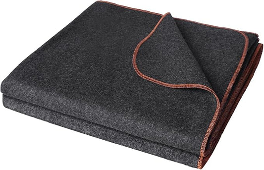 Military Wool Blanket: Warm, Thick & Washable - Perfect for Outdoors, Camping, Stadium, Picnics, Travel, Car & Bushcraft Survival Kits - Large 59" x 79" (3.1 lbs), Dark Grey